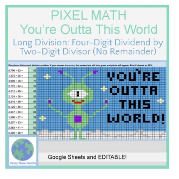 FREE KIDS MATH ACTIVITY -Digital Pixel Art Math Activity On My TPT Store - Picture 7 of 11